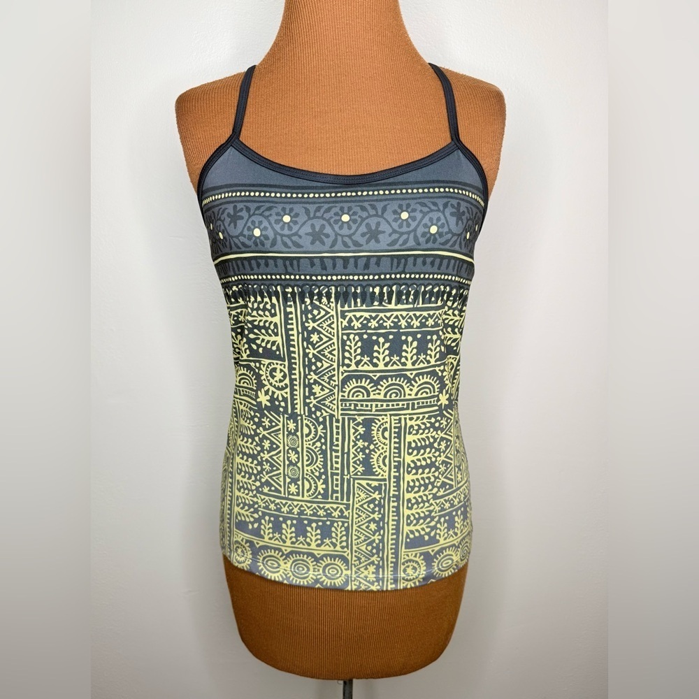 Athleta Bohemian Patterned Camisole Full Shelf Bra Racerback Size Small